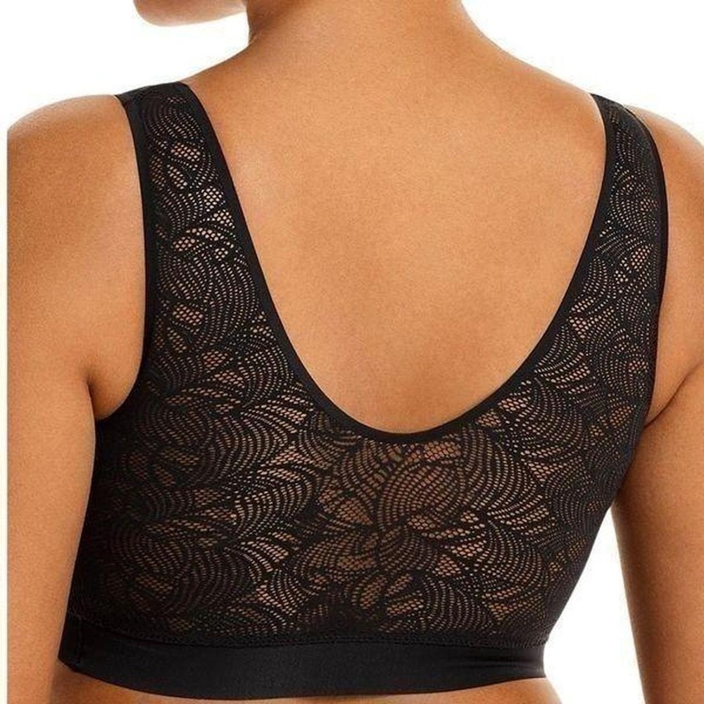 Chantelle Bra Womens M/L Black Like New Soft Stretch Lace Back Seamless Bralette - Picture 2 of 6